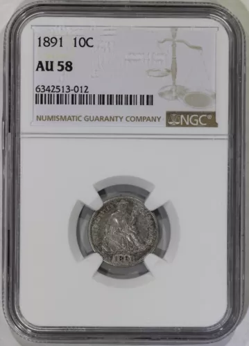 1891 10c Liberty Seated Dime NGC AU58 Great Type Coin