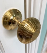 Pair Of Queen Anne Beehive Mortice Door Knobs Handles Nickel, Brass or Bronze