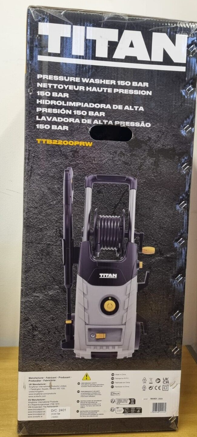 Titan TTB2200PRW 2200W 150bar Electric Pressure Washer for sale online