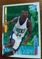 RAY ALLEN, 1996-97 FLEER ULTRA ENCORE ROOKIE CARD #265, BUCKS. rookie card picture