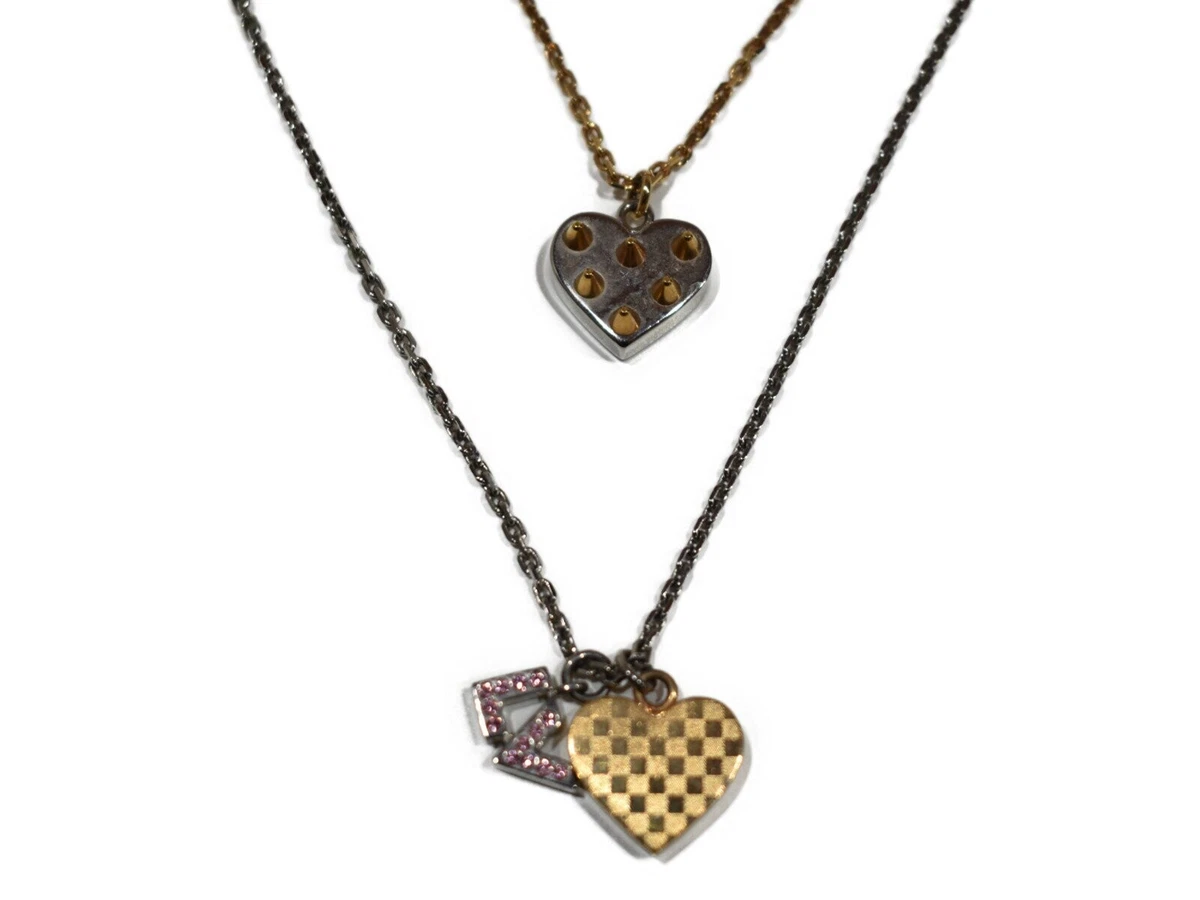 LOUIS VUITTON Pandan Tiff Spiky Valentine Necklace LV Heart M67029