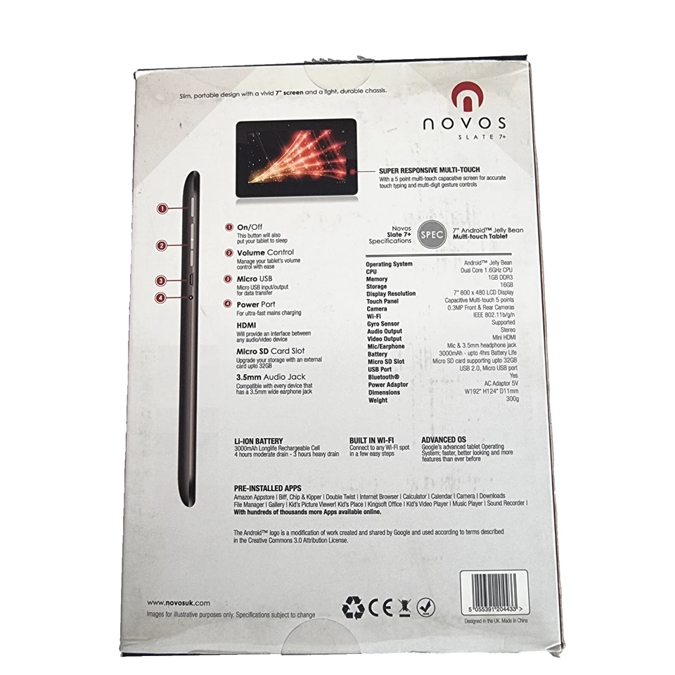 Cheap New Tablet ✔ 7" Novos Slate 7+ • 16GB WiFi Google Browser HDMI Out MicroSD - Image 4 of 4