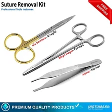 Professional Suture Removal Kit Surgical Iris Scissors TC Needle Holder Forceps