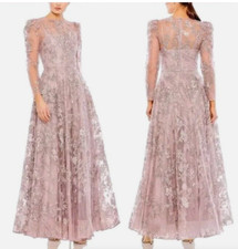 MAC DUGGAL 50664 EMBROIDERED ILLUSIONS HIGH NECK LILAC GOWN sz  10