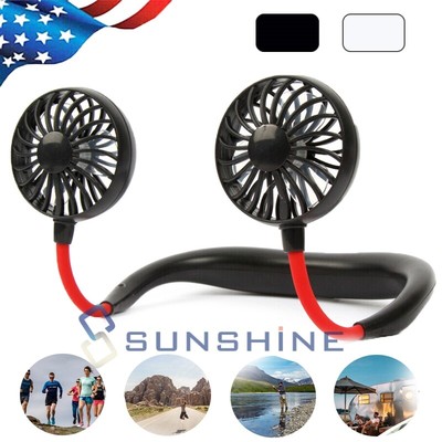 Doble Ventilador Deportivo Portátil Con Banda Para El Cuello Recargable Por USB