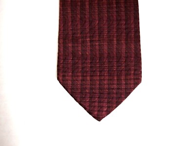 Tie Rack Charlston Mens Necktie Tie Burgundy Red Checkered 59'' 100% Silk