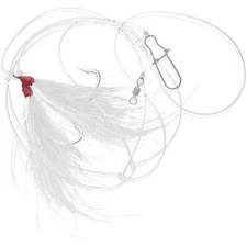 1 Pack White Fluke Flounder Hi/Lo Rig – Bucktail Teaser Hook