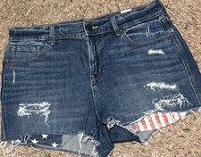 WOMENS OLD NAVY BOYFRIEND MID RISE DENIM SHORTS-SIZE 8-DARK BLUE denim AMERICANA