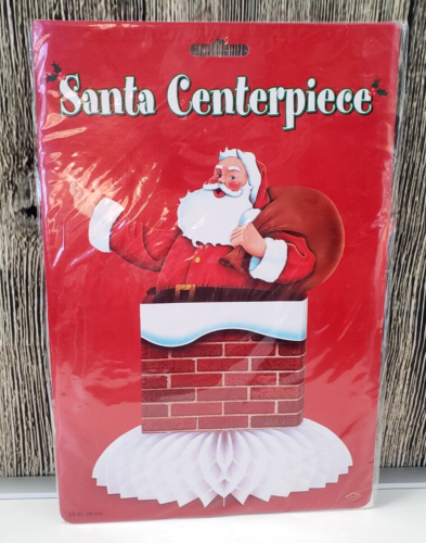 Beistle Santa Going Down Chimney Centerpiece Honeycomb Christmas Decor NEW - Picture 1 of 5