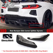 For Corvette C8 2020+ Glossy Black STG 3 Add-On Rear Side Corner Splitter Aprons