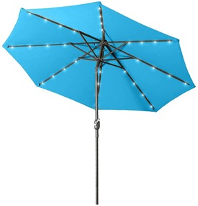 Aok Garden 9 Ft Led Lake Blue Patio Outdoor Umbrella Solar Power Tilt And Crank 871432004375 Ebay