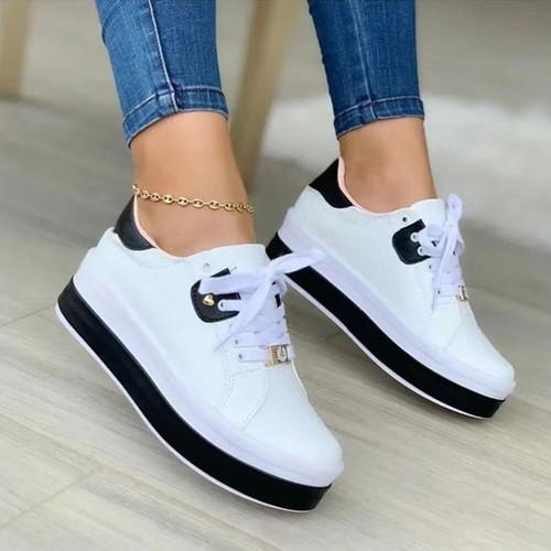 Women Platform Lace-Up Sneakers Ladies Summer Casual Walking Trainers Shoes NEW - Picture 8 of 10