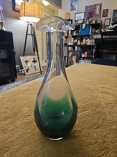 Carl Erickson Green Flame Bottle Decanter MCM 7.75" No Stopper *Read*