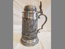 Edler Prunk-Bierkrug massives SKS Zinn 95% &ndash; B&auml;uerlich - 23,5 cm