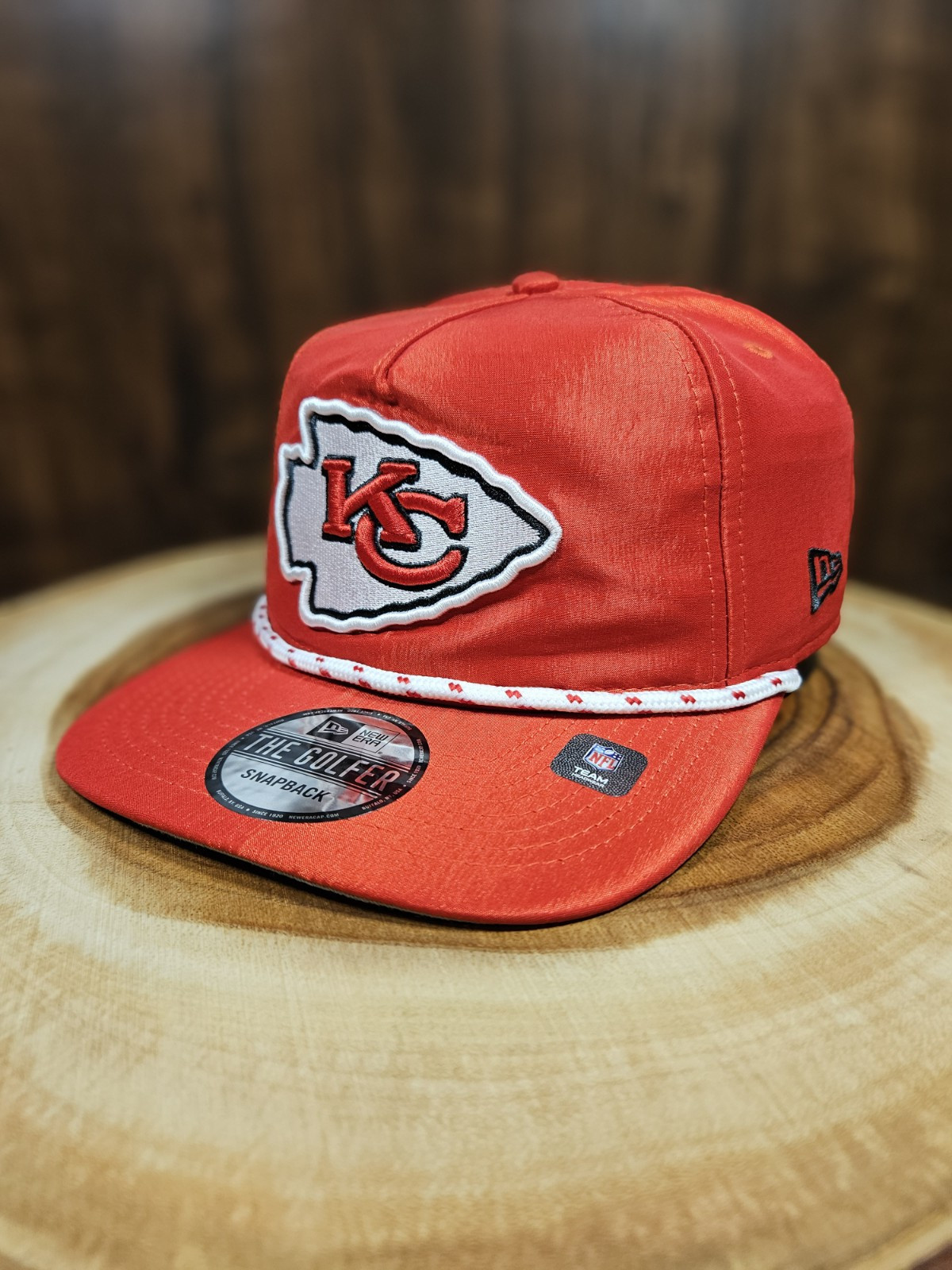 Kansas City Chiefs New Era The Golfer Rope Snapback Adjustable Hat Cap NFL Satin