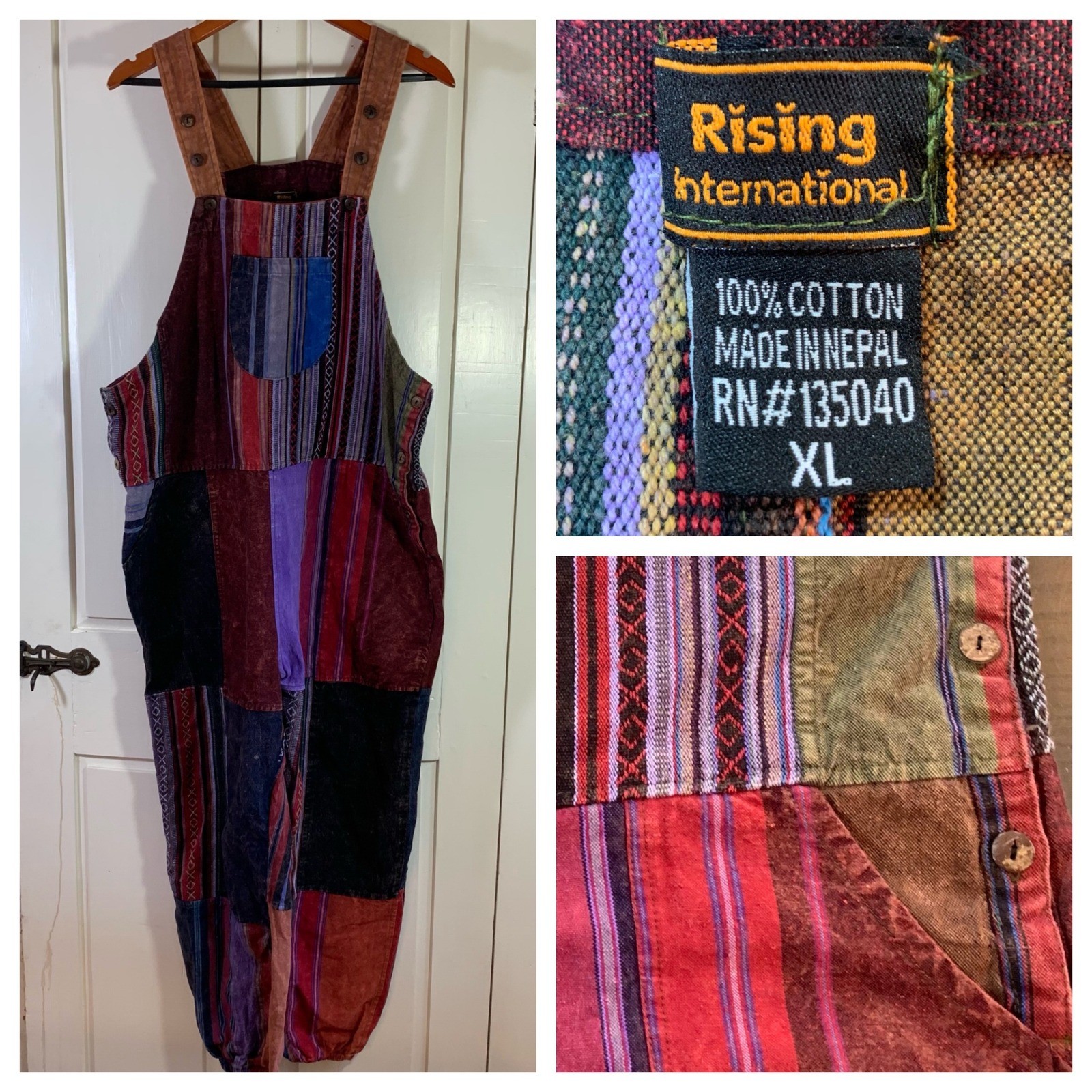 Rising International Nepal Patchwork Overalls Jum… - image 1