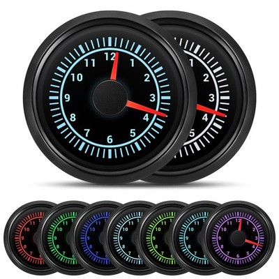 2'' 52mm Clock Gauge 7 Color Waterproof 0-12 Hours Clock Meter Gauge for Car B...