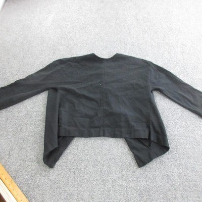 Black Crane Jacket Womens XS Black Cotton Rayon Kimono Collarless Button USA