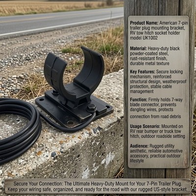 Plastic 7 Pin Mounting Bracket for American RV and Light Trailer Applications