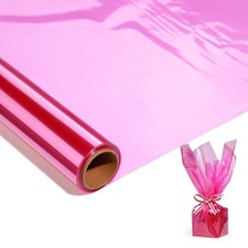 100FT Pink Cellophane Wrap Roll 17 in. Widex100ft. Longx2.3 Mil Thick ,Pink ...