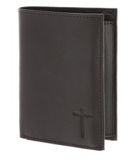 oxmox porte-monnaie Leather RFID Protect Freedom Cross Embossed Brown