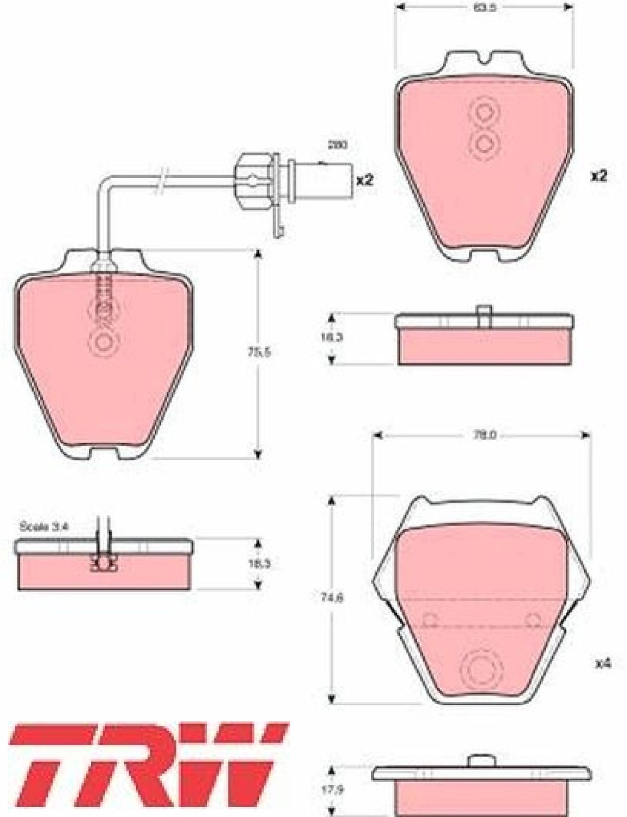 TRW GDB1505 Bremsbelagsatz für Scheibenbremse Bremsbelagsatz Bremsbeläge