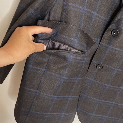 Brooks Brothers Sport Coat Mens 40R Brown Blue Windowpane Merino Wool Blazer - Picture 8 of 16