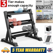 Heavy Duty Dumbbell Rack Storage Stand Hex Weight 3 Tier Wide Home Gym Fitness