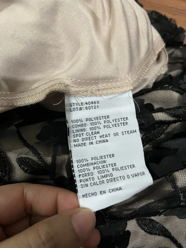 Женское длинное платье Xscape с цветочным рисунком черное размер 10 - Изображение 3 из 4