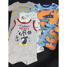 Disney Carter's Romper Pajama Bundle Boys 18-24M Summer Nautical Lot