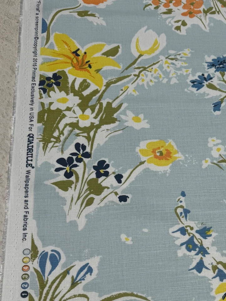 2+ YDS Cuadrilla China Mar Flores Florales II - Windsor Azul/Amarillo/Naranja Foto 4 de 4