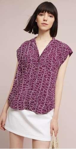Anthropologie Maeve Raffine Blouse Size Small Purple