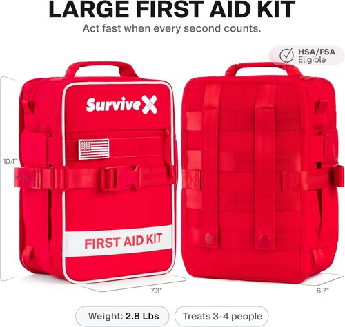 Large First Aid Kit for Car, Travel & Home - Emergency Kit for Hiking, - Picture 2 of 7