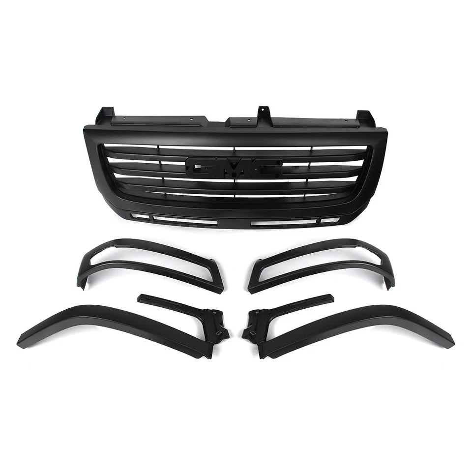 Matte Black Grille For GMC Sierra 2500 HD 3500 HD 2003-2007 Base SL SLE SLT WT Foto 2 de 4