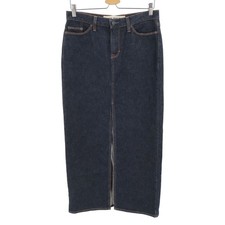 Gap Jeans Women 6 Long Skirt Dark Wash Blue Denim Jean Front Slit Pockets Y2K
