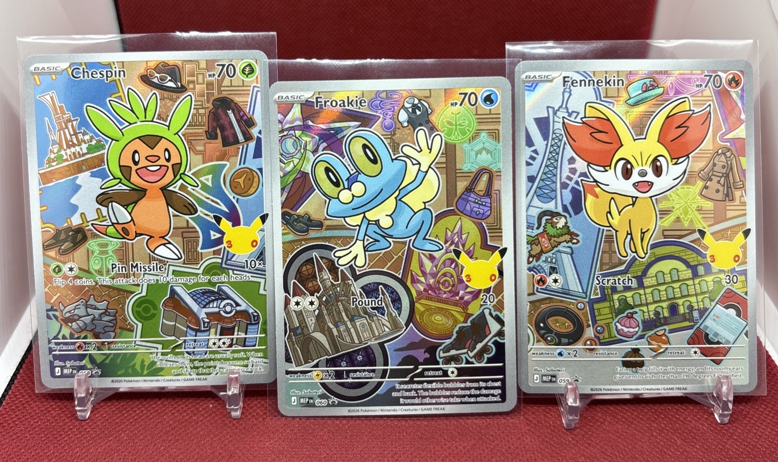 Chespin Fennekin Froakie MEP 058-060 IR Pokemon First Partner Series 3 Set