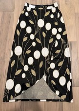 Maeve by Anthropologie Craspedia Floral Gold and Black Faux Wrap Midi Skirt