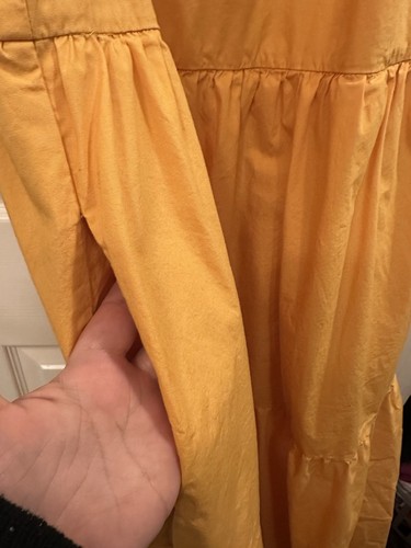 J Crew Dress Sz 8 Goldenrod Yellow Tiered Spring Pockets Sleeveless Dress Cotton - Picture 4 of 11