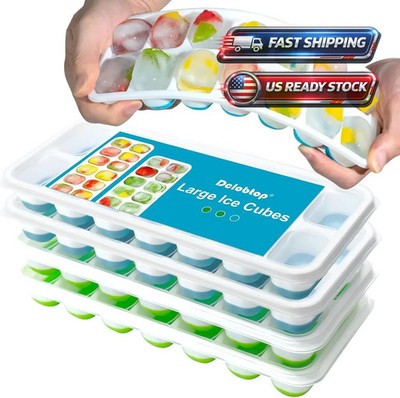 Ice Cube Tray 4 Pack, Easy-Release & Flexible 56 pcs Silicone Ice Cube Trays wit