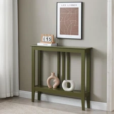 Kings Brand Furniture - Console Entryway Sofa Table with Shelves, Avocado