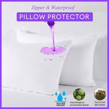 2PCS Waterproof Pillow Protectors Zipper Bed Bug Proof Allergy Cover Case