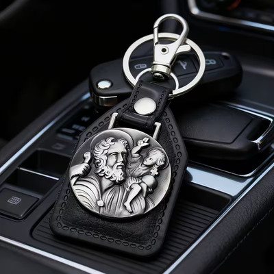 Schlüsselanhänger '' St.Christopherus ''Schutzpatron, mit Ring (Re.1/Ko.12)
