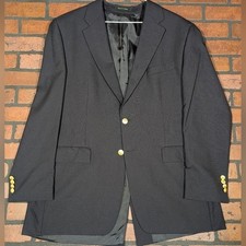Lauren by Ralph Lauren Men's Gold Button Wool Dark Navy Blazer 44L