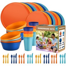 40-Piece Unbreakable Dinnerware Set for Toddlers Children, BPA-Free Easy-...