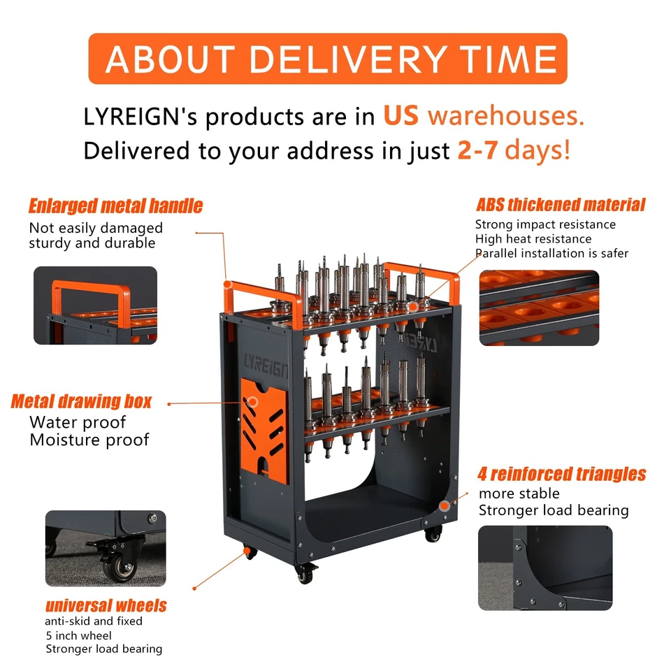Carro de almacenamiento de herramientas CNC móvil HSK63, portaherramientas CNC adecuado para garaje de fábrica Foto 4 de 4
