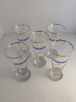 5 Gläser Pernod 15 cm hoch, Vintage