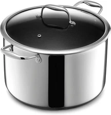 HexClad Hybrid Nonstick 10-Quart Stockpot with Tempered Glass Lid, Stay-Cool