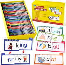 36 Double-Sided Phonics Flash Cards, Word Family Build Book with 72 Word Familie