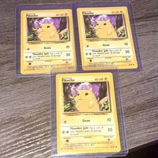 1999 Pokemon Base Set Unlimited Yellow Cheeks Pikachu - Lot of 3