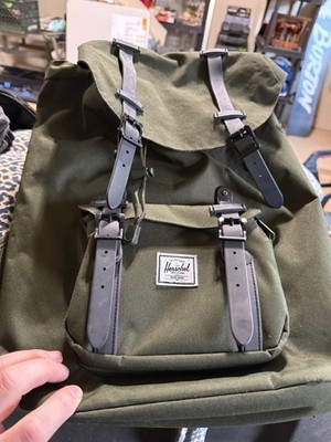 Herschel Little America Backpack Olive Green Black Straps Laptop